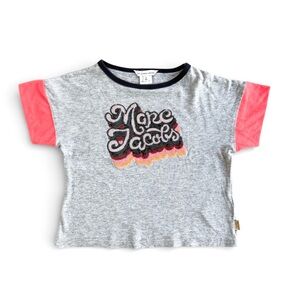 Little Marc Jacobs Sequin Logo Tee Gray Short Sleeve T-Shirt Girls Sz 4 (102)